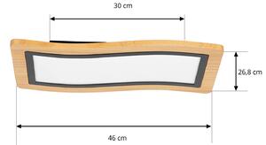 Lucande Plafoniera LED Joren, lunghezza 46 cm, legno, 3.000 K