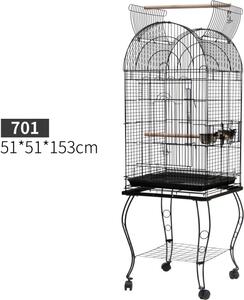 AllMyPets Gabbia per Uccelli e Canarini Voliera con Ruote in Metallo Nero 51x51x153cm - 024V01-D10