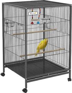 AllMyPets Gabbia per Uccelli in Acciaio e PP con 5 Porte, 2 Posatoi e Vassoio Estraibile, 48x46x74 cm colore Grigio - AMP-D101086G