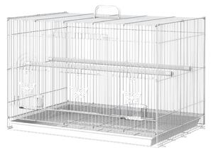 AllMyPets Gabbia per Uccelli in Metallo con Posatoi Ciotole per Cibo e Maniglia 60x41x41cm Bianco - 25D51
