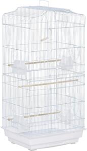AllMyPets Gabbia per Uccelli in Metallo e Plastica con Trespoli, Altalena e Ciotole 46.5x35.5x92 cm colore Bianco - 018V01WTeD10