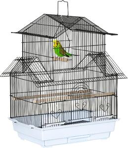 AllMyPets Gabbia per Uccelli in Metallo e Plastica con Maniglia di Trasporto e Vassoio Estraibile 50.5x41x63 cm Bianco - 062V01WT-D10