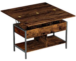HOMCOM Tavolino da salotto sollevabile ed estensibile con vano nascosto, 98x49x55 cm, Marrone rustico | Aosom Italy