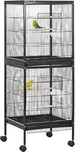 AllMyPets Gabbia Voliera per Uccelli per Interni con Ruote e Vassoi Estraibili 51.5x50x140 cm colore Nero - K641BK