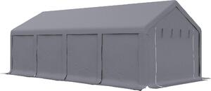 VivaGarden Gazebo Auto Tenda Garage Moto Bici 4x8 mt in Acciaio/Tessuto Protezione raggi UV Chiuso con Porta Avvolgibile colore Grigio