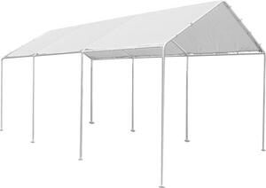 VivaGarden Gazebo Auto Tenda Garage Moto Bici 6x3 mt in Acciaio/Tessuto colore Bianco
