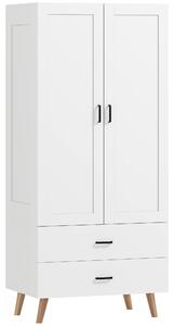 HOMCOM Armadio guardaroba con 2 ante soft-close, 2 cassetti e appendiabiti, 80x54x180 cm, Bianco | Aosom Italy