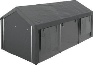 VivaGarden Gazebo Auto Tenda Garage Moto Bici 6x3 mt in Acciaio/Tessuto Protezione raggi UV Chiuso con Porta e Finestre Avvolgibili e Zanzariere co