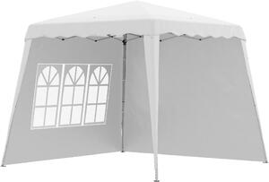 VivaGarden Gazebo da Giardino 2,4x2,4 mt Pieghevole in Acciaio/Tessuto con Protezione raggi UV e Tende Laterali con Finestre colore Bianco