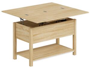 HOMCOM Tavolino da salotto sollevabile ed estensibile con vano nascosto, 100x45x50,5 cm, legno | Aosom Italy