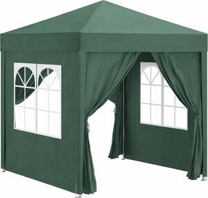 VivaGarden Gazebo da Giardino 2x2 mt Pieghevole in Metallo/Tessuto con Protezione raggi UV e Tende Laterali con Finestre colore Verde