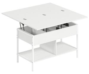 HOMCOM Tavolino da salotto alzabile e allungabile con vano nascosto, 98x49x55 cm, Bianco | Aosom Italy
