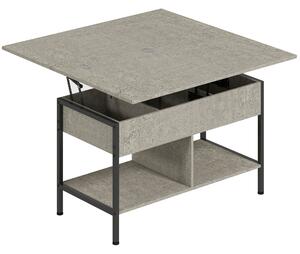 HOMCOM Tavolino da salotto sollevabile e allungabile con vano nascosto, 98x49x55 cm, Grigio | Aosom Italy