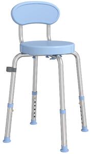 HOMCOM Sedia da doccia girevole regolabile in altezza con schienale, 150 kg, Celeste | Aosom Italy