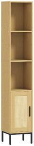 HOMCOM Mobile bagno alto e sottile con mensole e ripiano interno regolabile, legno | Aosom Italy