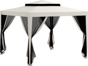 VivaGarden Gazebo da Giardino 3x3 mt in Acciaio/Tessuto con Doppio tetto e Zanzariere colore Bianco