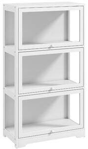 HOMCOM Vetrina espositiva a 3 livelli con ante in acrilico, 59x30x106 cm, bianco | Aosom Italy