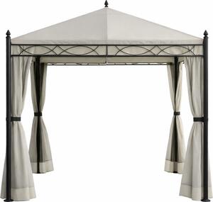 Amicasa Gazebo da Giardino 3x3 mt in Ferro/Tessuto con Tende e Zanzariere colore Bianco - Oregon