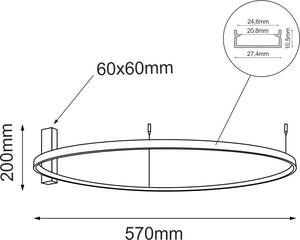 Lampada da soffitto a LED AGARI 35W 3000K 4371 lm, alluminio dorato opaco, dimensioni: 20x57x57 cm, IP20, Shilo