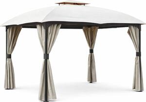 Lifeingarden Gazebo da Giardino 3x3 mt in Metallo/Tessuto con Doppio tetto e Tende colore Ecr - Utah