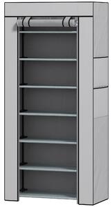 HOMCOM Scarpiera a 7 ripiani in acciaio con copertura TNT, 60x30x126 cm, grigio | Aosom Italy