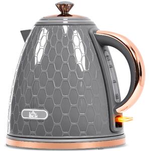 HOMCOM Bollitore rapido 2200W con finestra trasparente e filtro, grigio | Aosom Italy