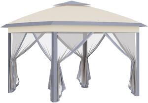 VivaGarden Gazebo da Giardino 3x3 mt Pieghevole in Acciaio/Tessuto con Doppio tetto e Tende colore Beige