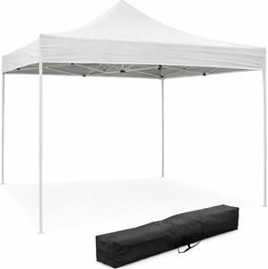 Divina Garden Gazebo da Giardino 3x3 mt Pieghevole in Acciaio/Tessuto con Protezione raggi UV colore Bianco
