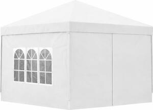 VivaGarden Gazebo da Giardino 3x3 mt Pieghevole in Acciaio/Tessuto con Protezione raggi UV e Tende Laterali con Finestre colore Bianco