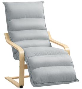 HOMCOM Poltrona da salotto in velluto con poggiapiedi regolabile, 67x93x105 cm, grigio | Aosom Italy