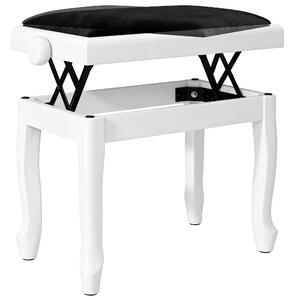 HOMCOM Panca per pianoforte regolabile 45-56 cm con seduta in velluto, bianco | Aosom Italy