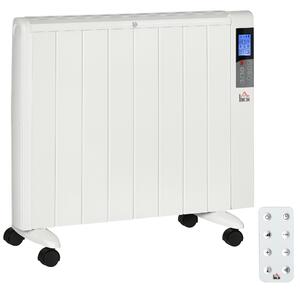 HOMCOM Stufetta Elettrica Portatile da 1000/2000W con Timer e Impostazioni di Calore per Stanze max 15 m², 75x31x66.5 cm, Bianco|Aosom