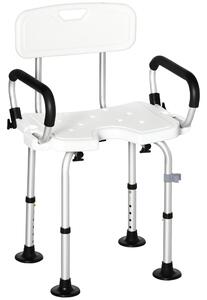 HOMCOM Sedia per doccia per Donne Incinte Imbottita con forma a U, 54x52x70-82cm, Bianco|Aosom