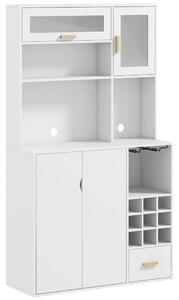 HOMCOM Mobile Dispensa con Portabottiglie, Armadietti, Ripiani e Cassetto, in Truciolato e Legno, 100x38x172 cm, Bianco|Aosom