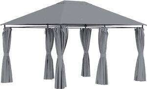 VivaGarden Gazebo da Giardino 3x4 mt in Acciaio/Tessuto con Tende colore Grigio