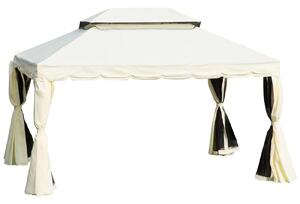 VivaGarden Gazebo da Giardino 3x4 mt in Alluminio/Tessuto con Doppio tetto Protezione raggi UV Tende e Zanzariere colore Bianco