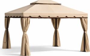 Giardini del Re Gazebo da Giardino 3x4 mt in Alluminio/Tessuto con Doppio tetto e Tende colore Ecr - Adventure