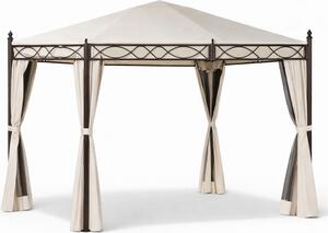 Amicasa Gazebo da Giardino 3x4 mt in Ferro/Tessuto con Tende e Zanzariere colore Beige - Oregon