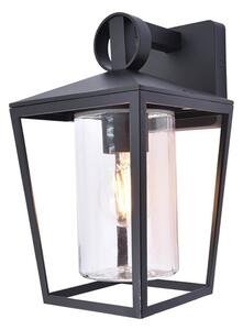 Applique da esterno WEST nero-trasparente 1xE27x40W in alluminio, dimensioni: 28,8x16x19,9 cm, IP44, Lutec
