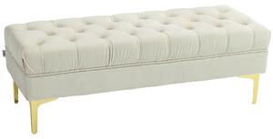HOMCOM cassapanca contenitore Imbottita con Feltrini antiscivolo, in Tessuto Effetto Velluto,per Fondoletto e ingresso, Beige| Aosom Italy