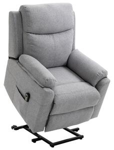 HOMCOM Poltrona Relax Elettrica con Telecomando e Poggiapiedi, Alzapersona Reclinabile (fino a 160°) in Tessuto, Grigio Chiaro | Aosom Italy