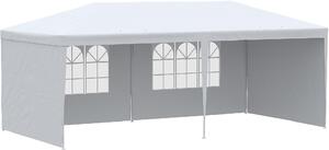VivaGarden Gazebo da Giardino 3x5,85 mt in Acciaio/Tessuto Tende Laterali con Finestre colore Bianco
