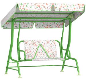 AIYAPLAY Dondolo per Bambini da Esterno a 2 Posti con Tettuccio Regolabile e Cinture di Sicurezza, 112x75x120 cm, Verde