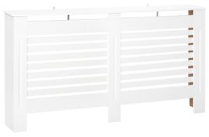 HOMCOM Copritermosifoni a Doghe con Ripiano Portaoggetti, in Legno, 172x19x81 cm, Bianco | Aosom Italy