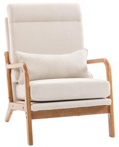 HOMCOM Poltrona d'Appoggio Imbottita in Tessuto Effetto Lino con Ampia Seduta, Supporto Lombare e Schienale Alto, 64x86x93 cm, Crema | Aosom Italy