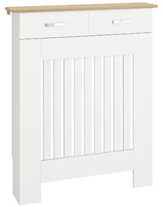 HOMCOM Copritermosifone a Doghe Antiribaltamento con Cassetto, in Legno, 78x19x97 cm, Bianco | Aosom Italy