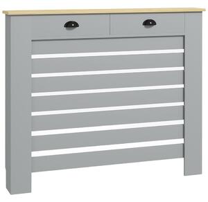HOMCOM Copritermosifone in MDF a Doghe, Copricalorifero a Griglia con 2 Cassetti, 111x19x95.5 cm, Grigio | Aosom Italy