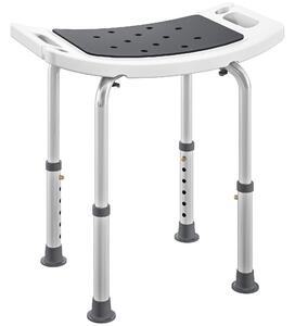 HOMCOM Sgabello da Doccia in Lega di Alluminio e Plastica Antiscivolo, Altezza Regolabile 6 Livelli 39-52cm, Grigio | Aosom Italy