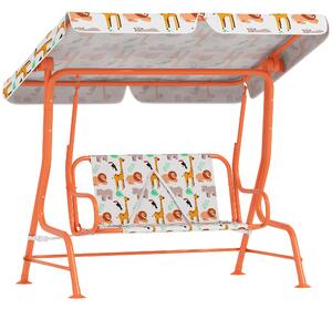 AIYAPLAY Dondolo per Bambini Altalena da Giardino 2 Posti 112x75x120cm Arancione | Aosom Italy