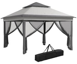 VivaGarden Gazebo da Giardino 6x3 mt in Acciaio/Tessuto con Doppio tetto Protezione raggi UV e Zanzariere colore Grigio